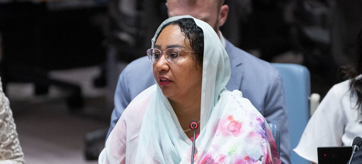 Ghada Eltahir Mudawi, Deputy Director of the Office for the Coordination of Humanitarian Affairs (OCHA), briefs the Security Council meeting on the situation in Syria.